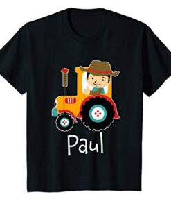 Kinder Traktor Schlepper Landwirtschaft Name Paul Geschenk T-Shirt