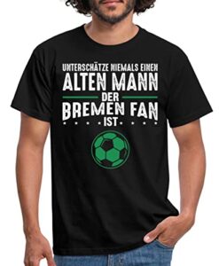 Spreadshirt Alter Mann Bremen Fan Geschenk Fußball Retro Vintage Männer T-Shirt, L, Schwarz