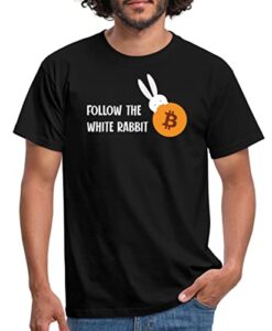 Spreadshirt Bitcoin Follow The White Rabbit Blocktrainer Krypto Männer T-Shirt, XXL, Schwarz