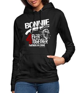 Spreadshirt Bonnie & Clyde Kostüm Partnerlook Partneroutfit Pärchen Bonnie Frauen Hoodie, M, Schwarz