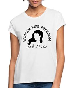 Spreadshirt Mahsa Amini Women Life Freedom Iran Protest Frauen Oversize T-Shirt, M, weiß