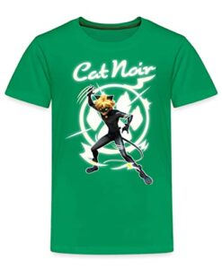 Spreadshirt Miraculous Cat Noir Adrien Superheld Kinder Premium T-Shirt, 98-104, Kelly Green