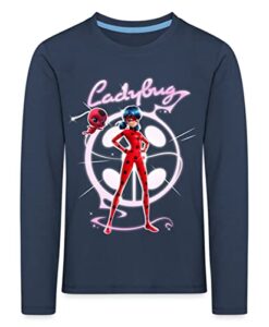 Spreadshirt Miraculous Ladybug Mit Tikki Kinder Premium Langarmshirt, 122-128, Navy