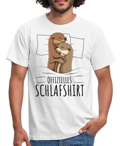 Spreadshirt Offizielles Schlafshirt Otter Männer T-Shirt, XL, weiß