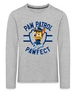 Spreadshirt Paw Patrol Chase Pawfect Kinder Premium Langarmshirt, 110-116, Grau meliert