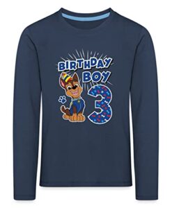 Spreadshirt Paw Patrol Geschenk 3 Jahre Alt Geburtstag Chase Kinder Premium Langarmshirt, 98-104, Navy