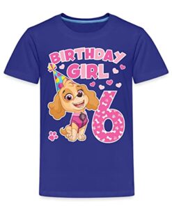 Spreadshirt Paw Patrol Geschenk 6 Jahre Alt Geburtstag Skye Kinder Premium T-Shirt, 134-140, Königsblau