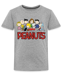 Spreadshirt Peanuts Logo Snoopy Charlie Brown Und Seine Freunde Kinder Premium T-Shirt, 134-140, Grau meliert