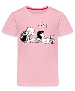 Spreadshirt Peanuts Schroeder Und Lucy Musik Piano Klavier Kinder Premium T-Shirt, 134-140, Hellrosa