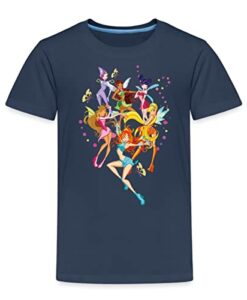 Spreadshirt Winx Club Die Feen Clique Kinder Premium T-Shirt, 134-140, Navy